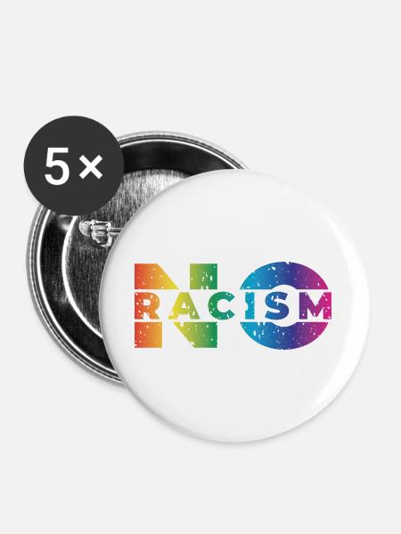 No Racism - Buttons groß 56 mm (5er Pack) - Weiß