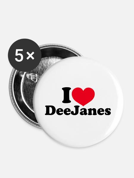 I Love DeeJanes - Buttons large 2.2''/56 mm (5-pack) - white
