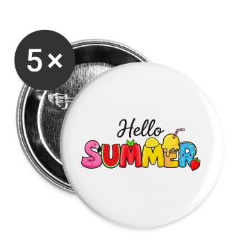 Hello Summer Obstbuchstaben - Buttons groß 56 mm (5er Pack) - Weiß - Vorne