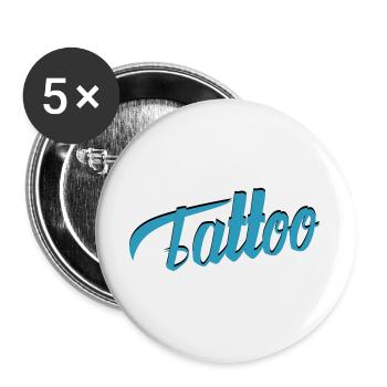 Écriture de tatouage en sarcelle-ci - Lot de 5 grands badges (56 mm) - blanc - Devant