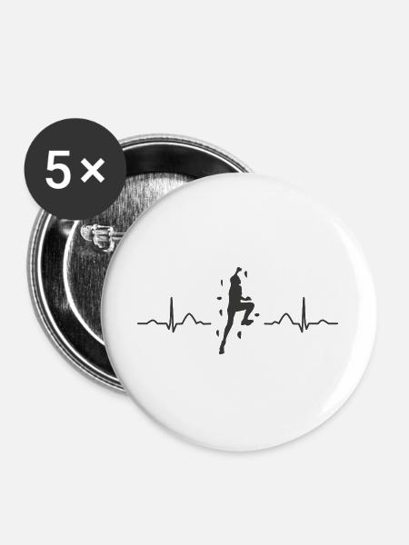 Boulderer Herzschlag Boulder Bouldern - Buttons groß 56 mm (5er Pack) - Weiß