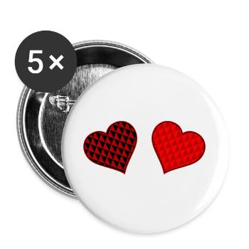 Geometric Heart Duo Red Black - Buttons large 2.2''/56 mm (5-pack) - white - Front