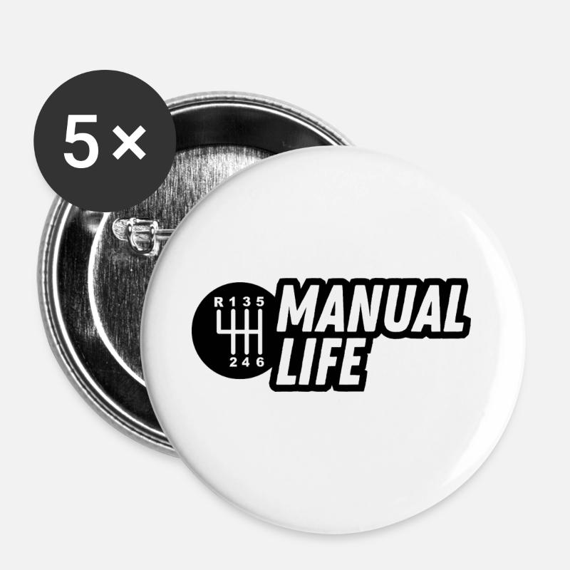 JDM sticker - manual life - Buttons large 2.2''/56 mm (5-pack) - white