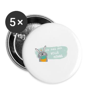 Vollmöhre Liebesbotschaft Hase - Buttons groß 56 mm (5er Pack) - Weiß - Vorne