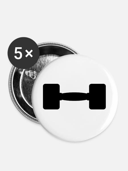 Hantel - Buttons groß 56 mm (5er Pack) - Weiß