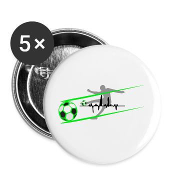 Fußball Fußballspieler Herzwellen  - Buttons groß 56 mm (5er Pack) - Weiß - Vorne