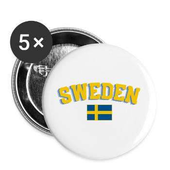 Retro Sport Typography Blue Yellow Fan Design - Buttons large 2.2''/56 mm (5-pack) - white - Front