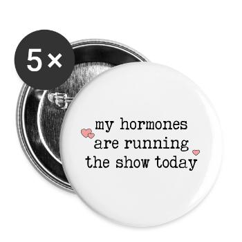 Lustige Hormonwechsel - Buttons groß 56 mm (5er Pack) - Weiß - Vorne
