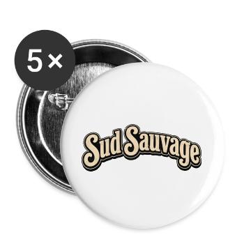 Sud Sauvage Rétro Vintage - Lot de 5 grands badges (56 mm) - blanc - Devant