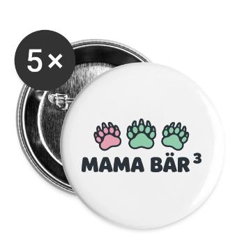 Mama Bear 3 Bear Paw Mother of Three - Buttons large 2.2''/56 mm (5-pack) - white - Front