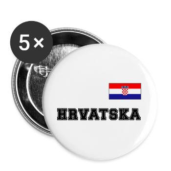 Kroatien Trikot Look – HRVATSKA mit Fahne Flagge - Buttons groß 56 mm (5er Pack) - Weiß - Vorne