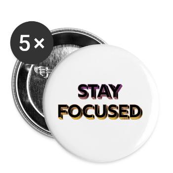 RESTEZ CONCENTRÉS Style urbain minimaliste de streetwear - Lot de 5 grands badges (56 mm) - blanc - Devant