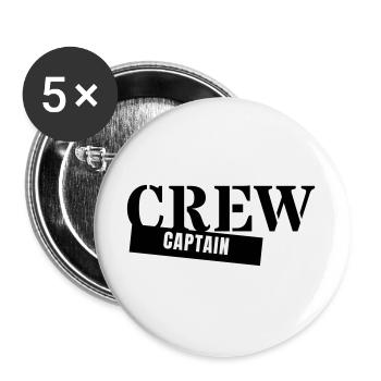 Capitaine d’équipage - Capitaine, Chef de groupe - Lot de 5 grands badges (56 mm) - blanc - Devant