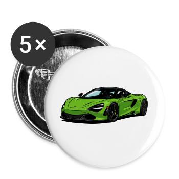 Limettengrünes Supercar–Illust - Buttons groß 56 mm (5er Pack) - Weiß - Vorne