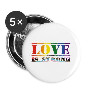 Liebe ist stark Regenbogen-Stil LGBTQ - Buttons groß 56 mm (5er Pack) - Weiß - Vorne