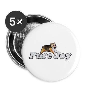 Pure Joy Corgi Lauf - Buttons groß 56 mm (5er Pack) - Weiß - Vorne
