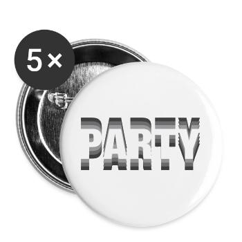 Party– Minimalistisches Typografie Statement - Buttons groß 56 mm (5er Pack) - Weiß - Vorne