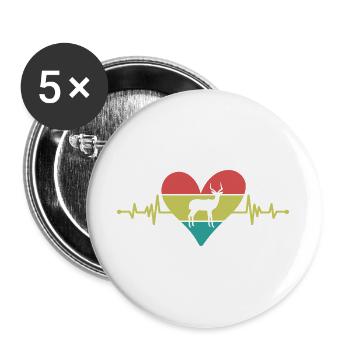 Antilope Herz Vintage Silhouette - Buttons groß 56 mm (5er Pack) - Weiß - Vorne