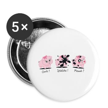 Les 3 petits cochons - Lot de 5 grands badges (56 mm) - blanc - Devant