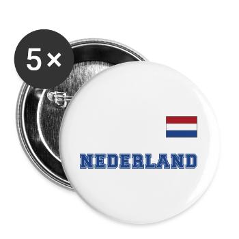 Niederlande Trikot Look - Holland – NEDERLAND - Buttons groß 56 mm (5er Pack) - Weiß - Vorne
