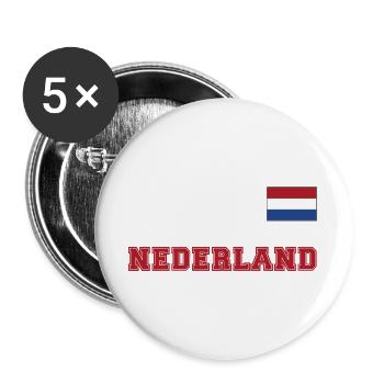 Niederlande Trikot Look - Holland – NEDERLAND - Buttons groß 56 mm (5er Pack) - Weiß - Vorne