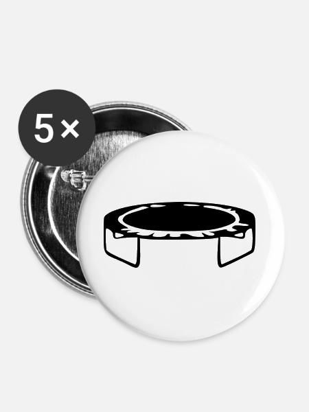 Trampolin springen Geschenk - Buttons groß 56 mm (5er Pack) - Weiß