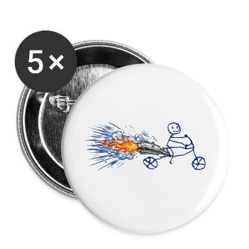 Funny Stickman Rocket Bike – Turbojet-Motor - Buttons groß 56 mm (5er Pack) - Weiß - Vorne