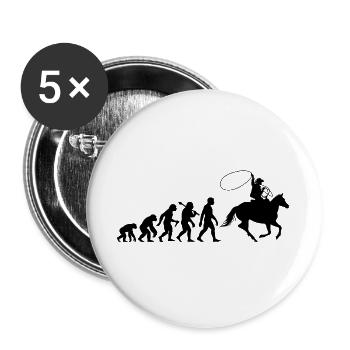 Cowboy Evolution Western Stil Rodeo Lassowerfer - Buttons groß 56 mm (5er Pack) - Weiß - Vorne