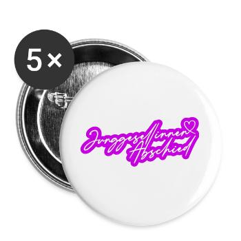 Junggesellinnenabschied Herz - Buttons groß 56 mm (5er Pack) - Weiß - Vorne