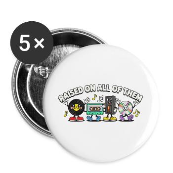 Aufgewachsen mit all dem: Retro Tech Mashup - Buttons groß 56 mm (5er Pack) - Weiß - Vorne