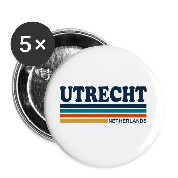 Utrecht Niederlande Retro-Streifen - Buttons groß 56 mm (5er Pack) - Weiß - Vorne