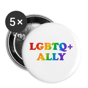 Proud Ally LGBTQ-Regenbogen - Buttons groß 56 mm (5er Pack) - Weiß - Vorne