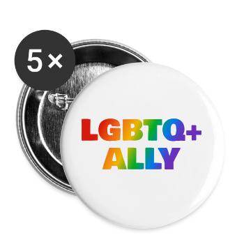 LGBTQ Ally Pride - Buttons groß 56 mm (5er Pack) - Weiß - Vorne