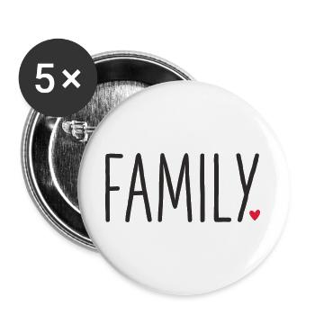 Family mit Herz - Buttons groß 56 mm (5er Pack) - Weiß - Vorne