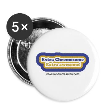Extra Chromosom Extra Awesome - Buttons groß 56 mm (5er Pack) - Weiß - Vorne