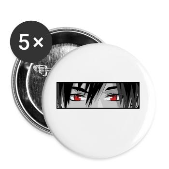 Roter Blick Anime Augen im Schwarzweiß - Buttons groß 56 mm (5er Pack) - Weiß - Vorne