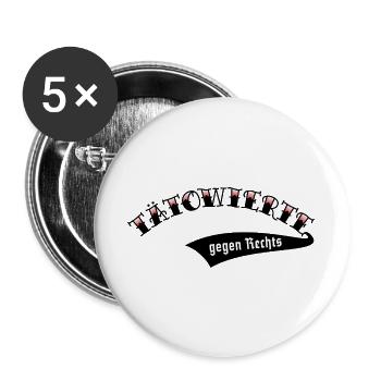Tätowierte Gegen Rechts (Tattoo / Verlauf Red) - Buttons groß 56 mm (5er Pack) - Weiß - Vorne