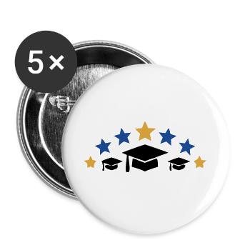 Doktorhuete Sterne Abschluss Logo - Buttons groß 56 mm (5er Pack) - Weiß - Vorne