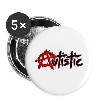 autistic - Autismus - Buttons groß 56 mm (5er Pack) - Weiß - Vorne