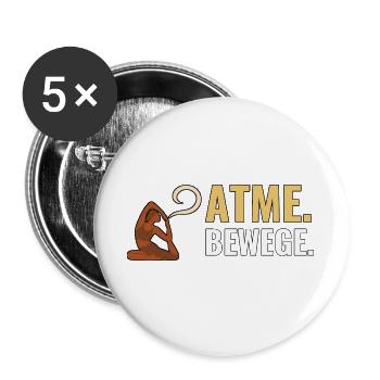 Atme. Bewege. – Rutschfeste Yoga-Fans – Yoga. - Buttons groß 56 mm (5er Pack) - Weiß - Vorne