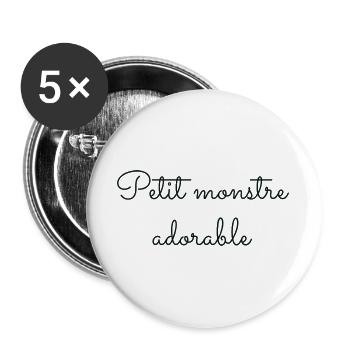 Niedliches kleines Monster - Buttons groß 56 mm (5er Pack) - Weiß - Vorne