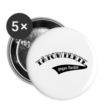 Tätowierte Gegen Rechts (Tattoo / Verlauf Blue) - Buttons groß 56 mm (5er Pack) - Weiß - Vorne