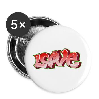 Love Graffiti Pink Neon - Buttons groß 56 mm (5er Pack) - Weiß - Vorne