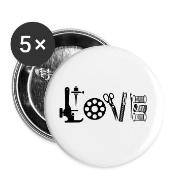  Nähen Liebe Handarbeit Nähhobby Kreative - Buttons groß 56 mm (5er Pack) - Weiß - Vorne