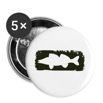 Zander im Farbstrich - grün - Buttons groß 56 mm (5er Pack) - Weiß - Vorne