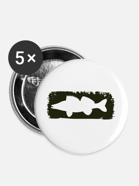 Zander im Farbstrich - grün - Buttons groß 56 mm (5er Pack) - Weiß