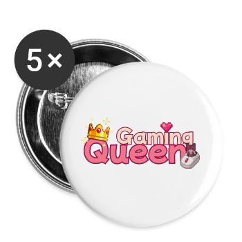 Gaming Queen Pixel Art Crown - Buttons groß 56 mm (5er Pack) - Weiß - Vorne