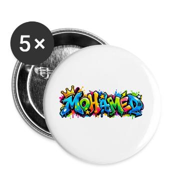 Mohamed Graffiti Arc-en-ciel: der König des Stils! - Buttons groß 56 mm (5er Pack) - Weiß - Vorne