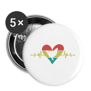 Huhn Herz Retro-Style - Buttons groß 56 mm (5er Pack) - Weiß - Vorne