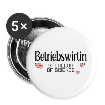 Studium Bachelor Betriebswirtin - Buttons groß 56 mm (5er Pack) - Weiß - Vorne